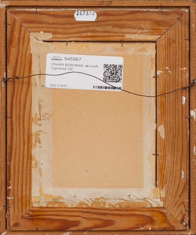 OSKAR BERGMAN, akvarell. Signerad.