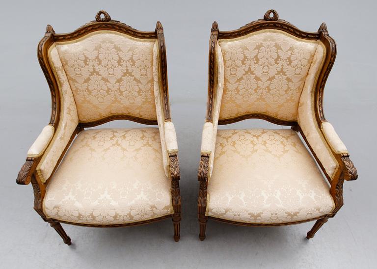 FÅTÖLJER, 1 par, gustaviansk stil, 1800-talets andra hälft.