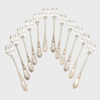 Oyster forks, 12 pcs, Württembergische Metallwarenfabrik (WMF), Germany.