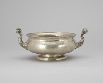 A Swedish pewter bowl, dated 1832.