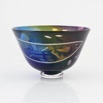 Bertil Vallien, a glass bowl, unique, Kosta, Sweden, signed.