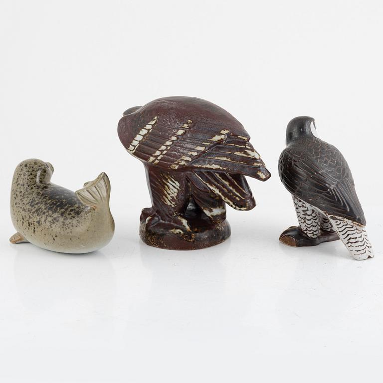 Lisa Larson, a set of three figurines for NK, Nordiska Kompaniet in collaboration with WWF, Gustavsberg.