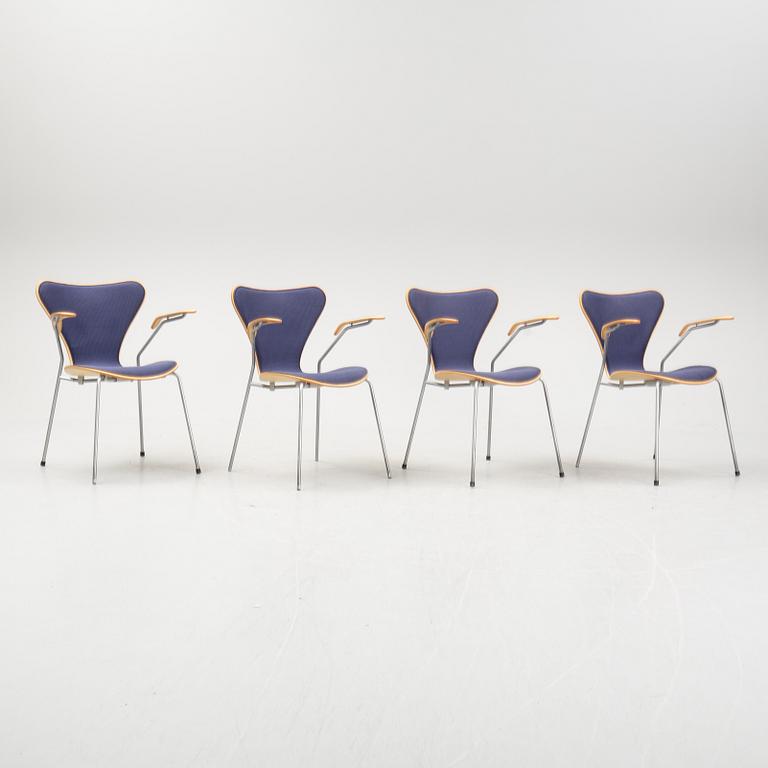 Arne Jacobsen, Four "Seven" armchairs, designed by Arne Jacobsen for Fritz Hansen.