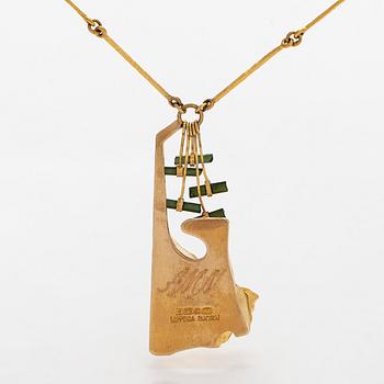 Björn Weckström, kaulakoru, "Semiramis", 14K kultaa ja turmaliineja. Lapponia 1973.