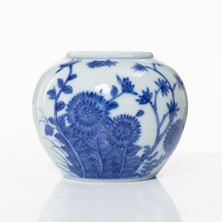 A Chinese blue and white porcelain brush washer, Qing dynasty, 18th century.