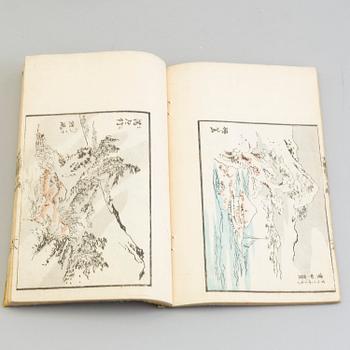 13 Japanese woodblock printed books with illustrations, 19th century.