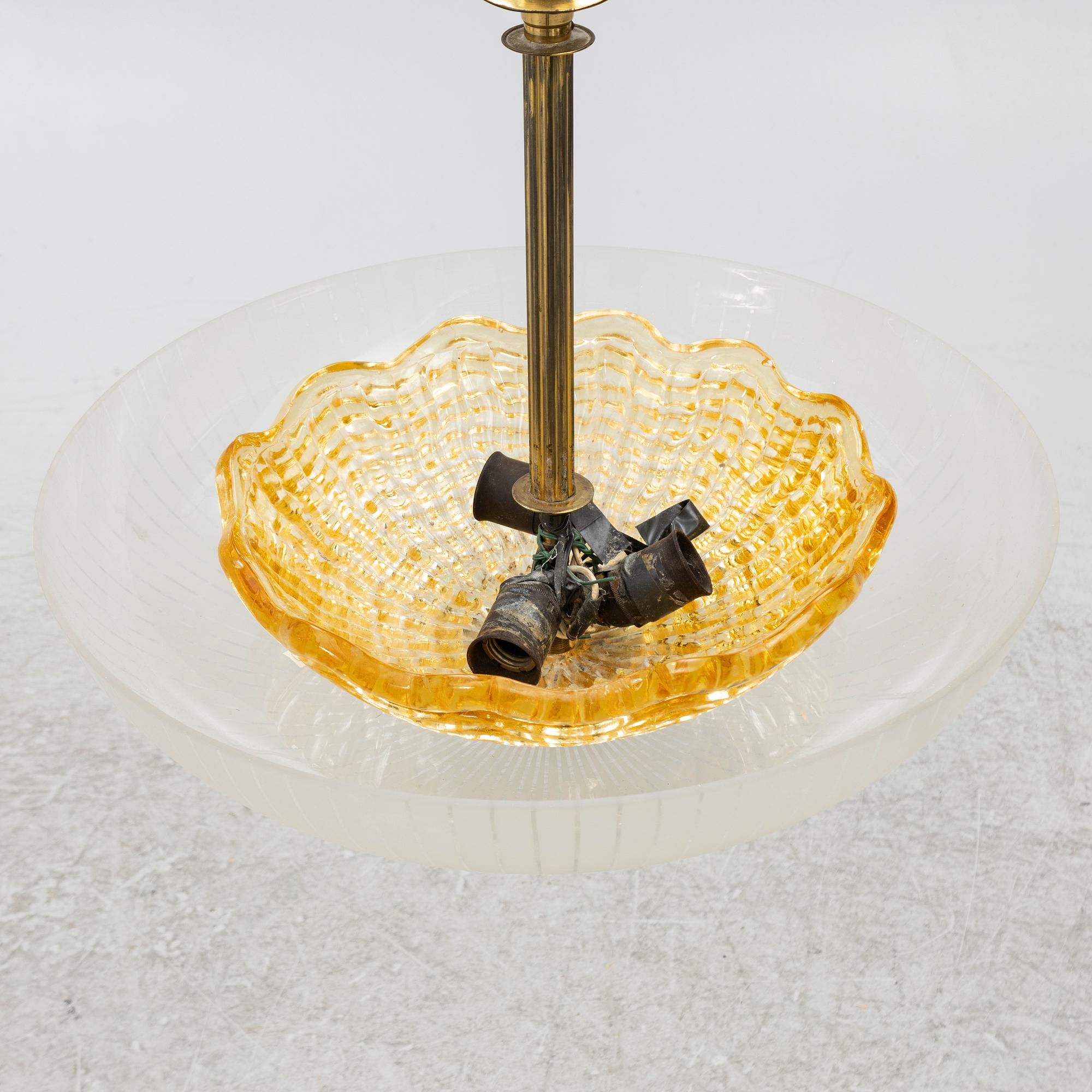 Ceiling lamp, Orrefors, mid-20th century.