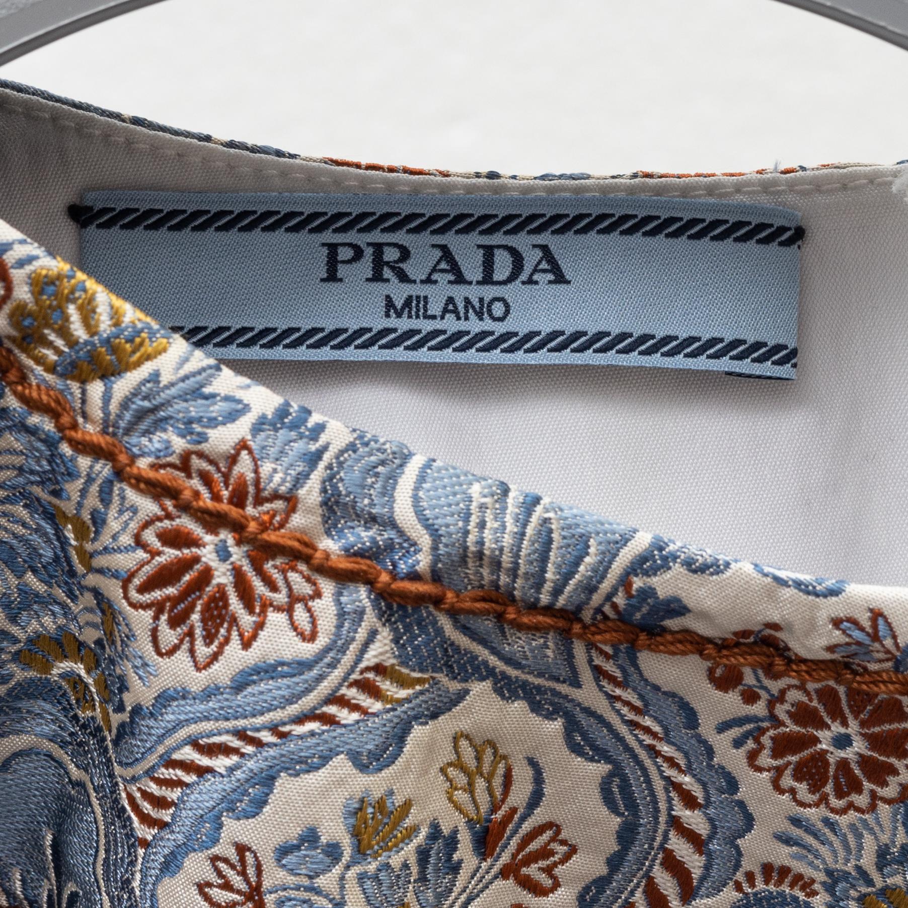 Prada, a cotton top with silk emroidery, size 38.