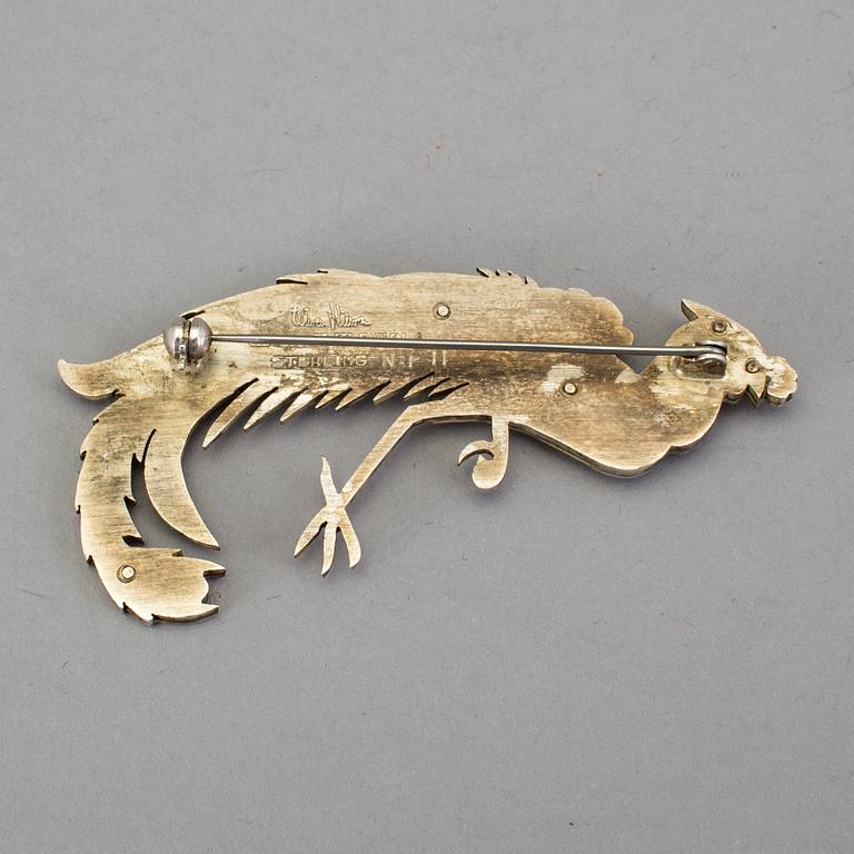 A Wiwen Nilsson partly gilt sterling brooch, Lund Sweden 1957.