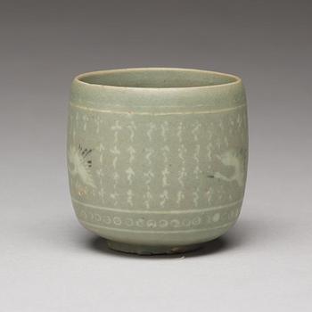 A celadon glazed crane cup, Korea, Koryo dynasty, 12th/13th Century.