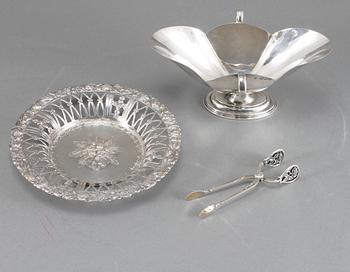 PARTI SILVER, 3 delar, delvis låghaltigt, 1800- och 1900-tal, vikt 343 g.