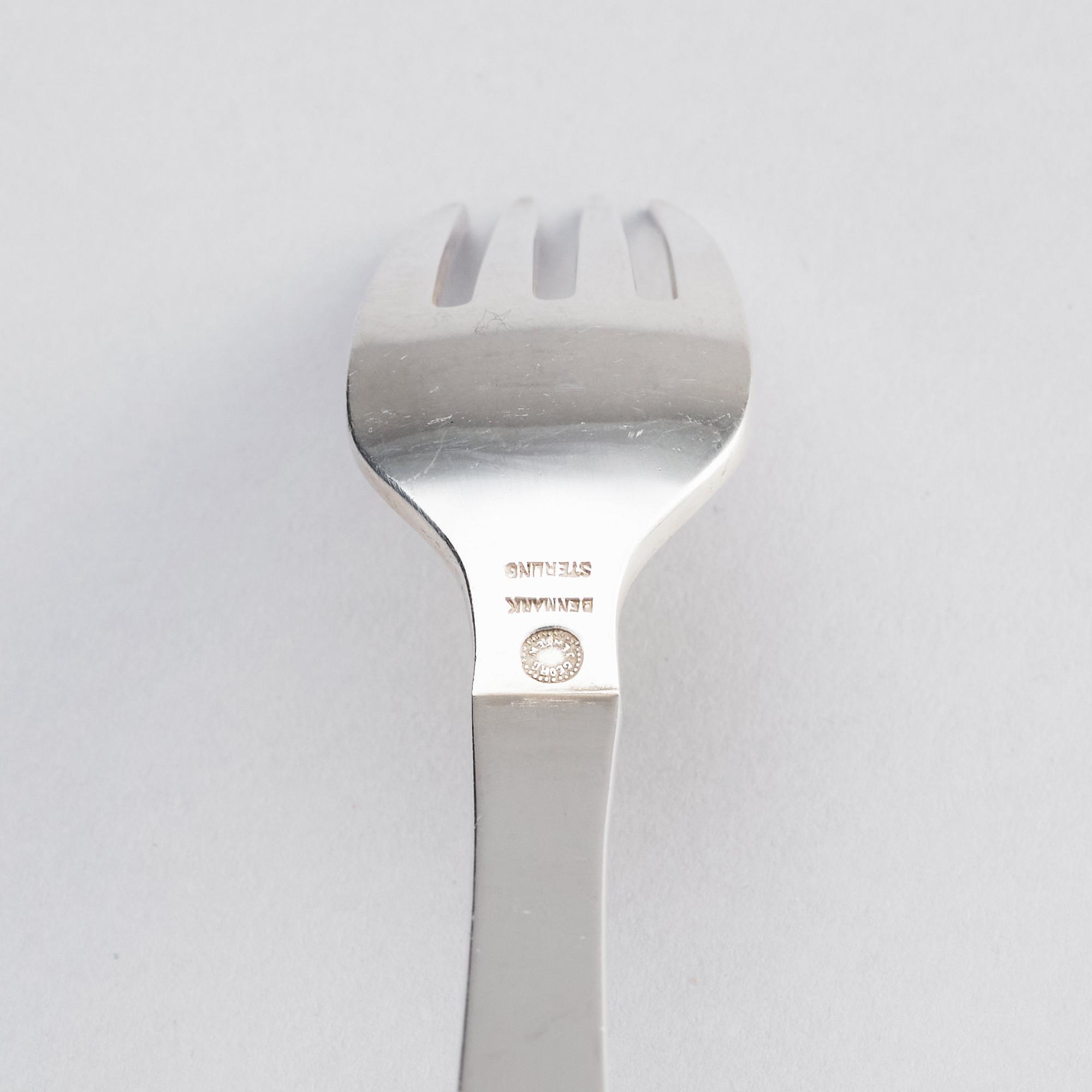 Georg Jensen, bestickuppsättning, 142 delar, "Antik/Continental", Köpenhamn, flest efter 1945, sterling silver och rostfria blad.