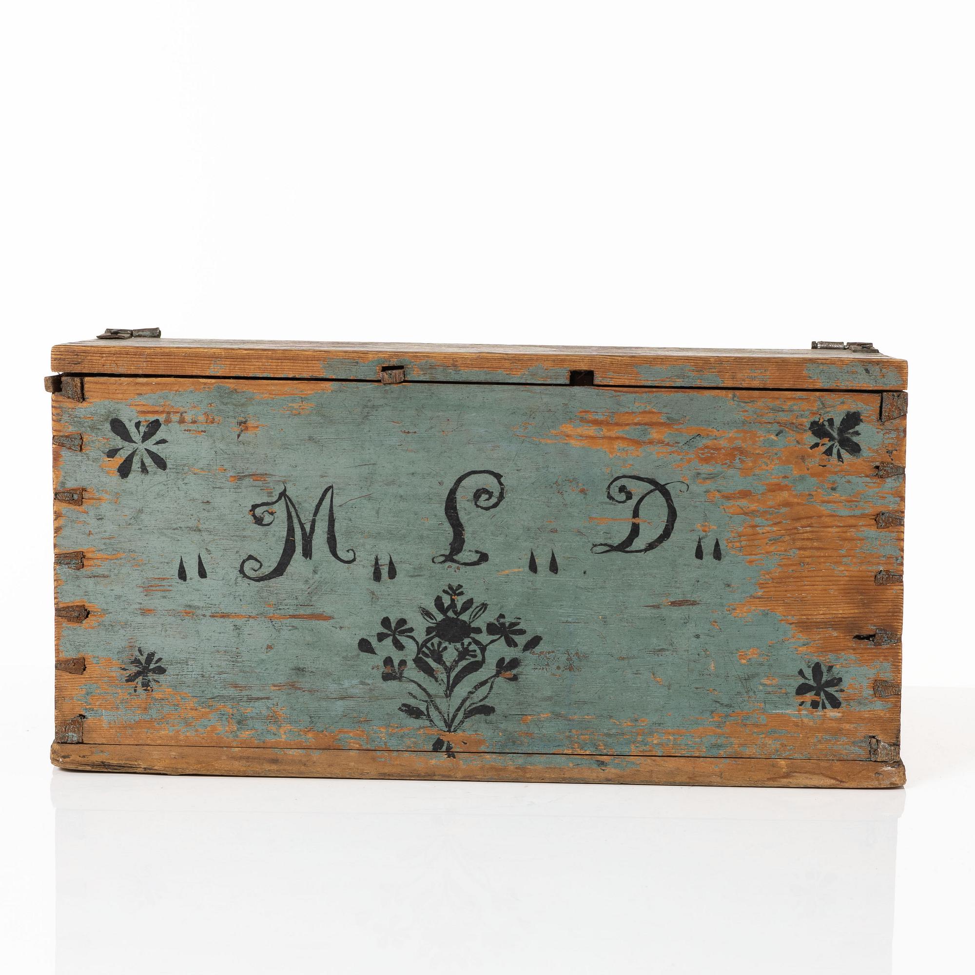 A Swedish painted box, 19th Century.