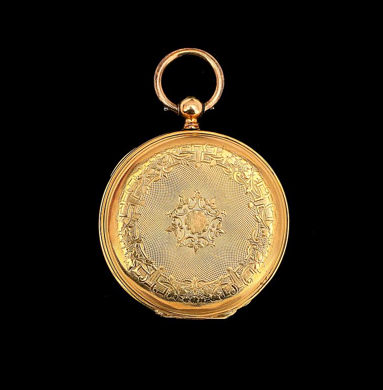 DAMFICKUR, 18k guld, Omkring 1800/1900.