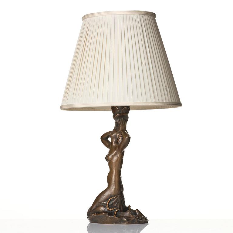 Hjördis Nordin-Tengbom, a patinated bronze table lamp, Herman Bergman konstgjuteri, Stockholm, 1922.
