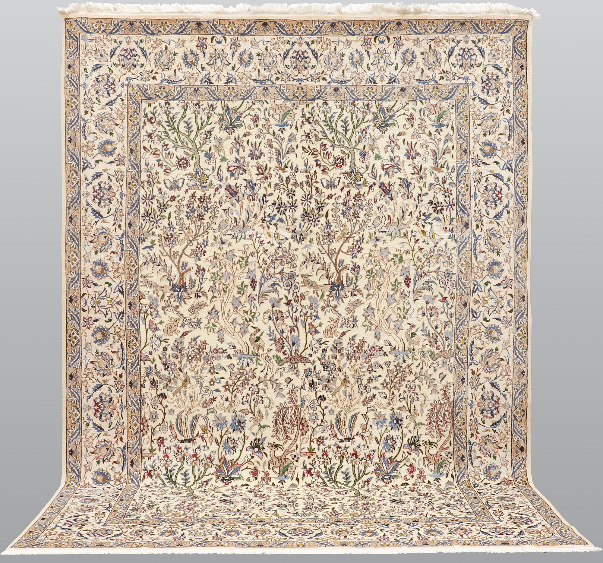 A carpet, Figural Nain, part silk, sk 9LAA, ca 355 x 249.