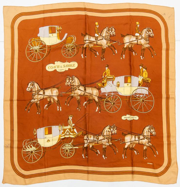 HERMÈS, scarf, 'Coach & Saddle'.