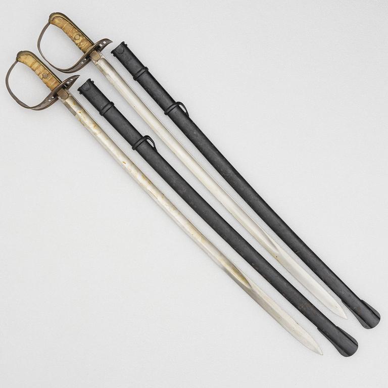 Two cavalry sabres, Swedish, m/1867 with scabbard.