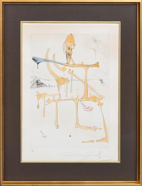 Salvador Dalí, drypoint etching with stencil signed and numbered 129/300.