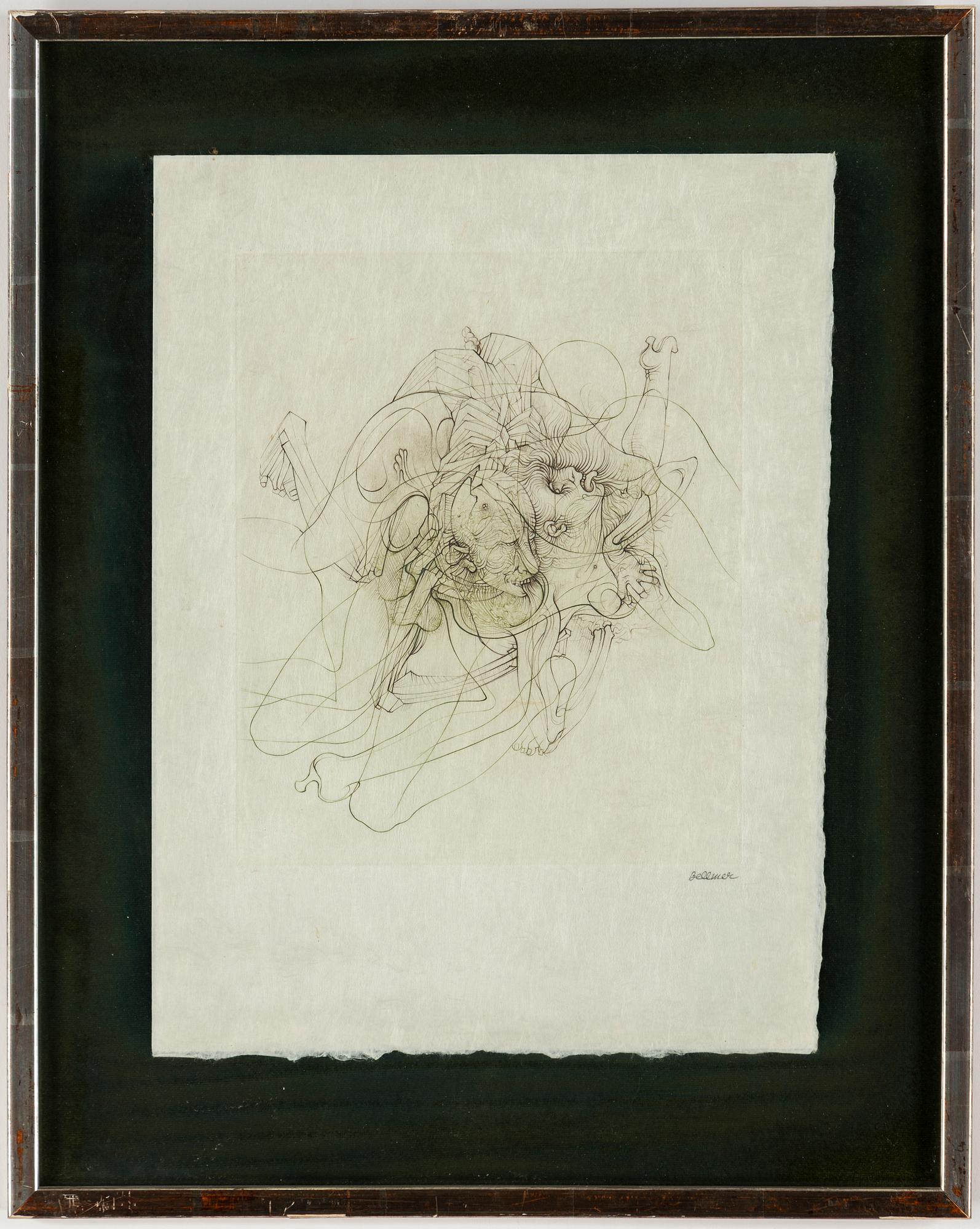 HANS BELLMER, 2 färgetsningar, 1968, signerad med blyerts.