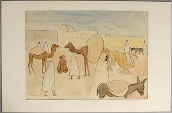 EINAR JOLIN, akvarell, sign. och dat. Kairouan februari 1923.