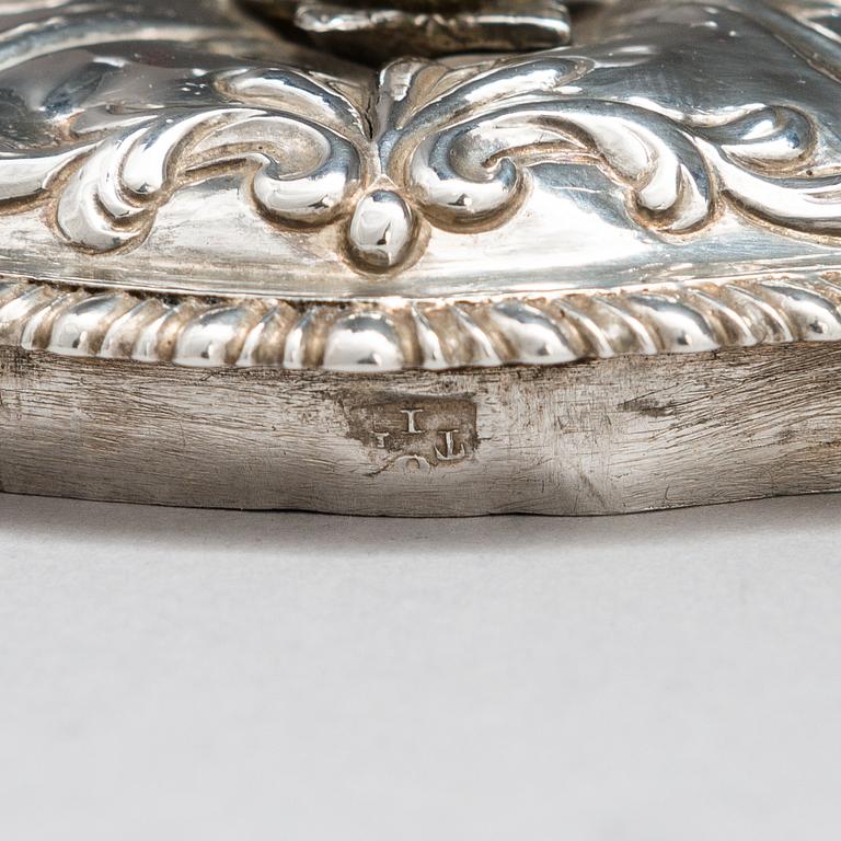 Teburkar, 3 st, sterlingsilver, Thomas Bumfriss och Orlando Jackson, London 1766. I schatull.