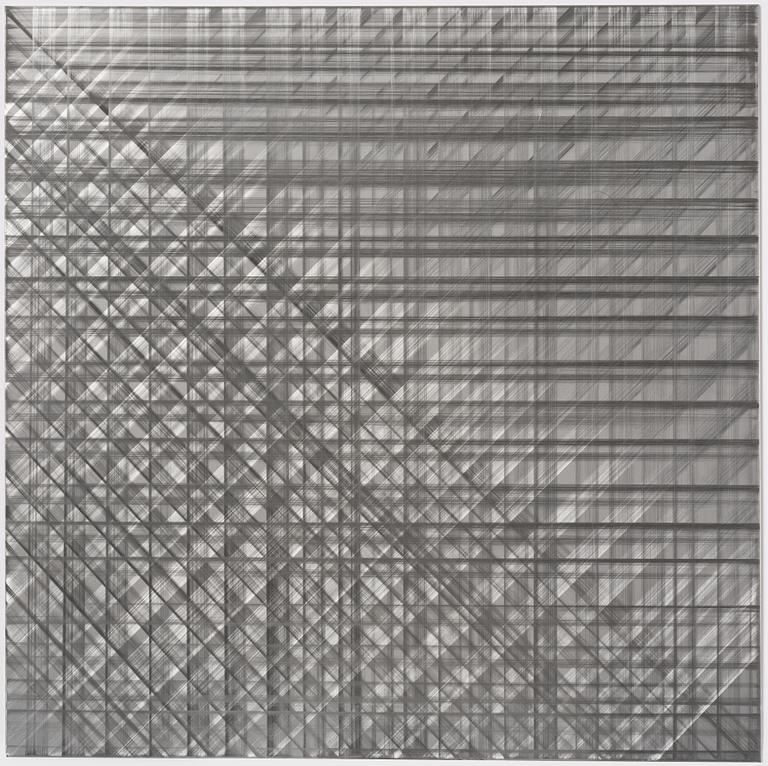 Sophie Tottie, "White Lines (steel drawing) rattan texture".