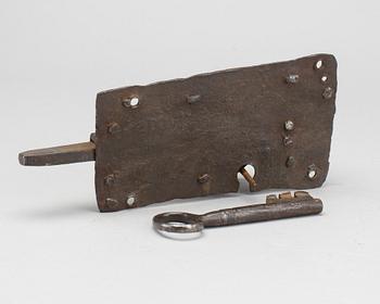 LOCK WITH KEY, Late 18th century,