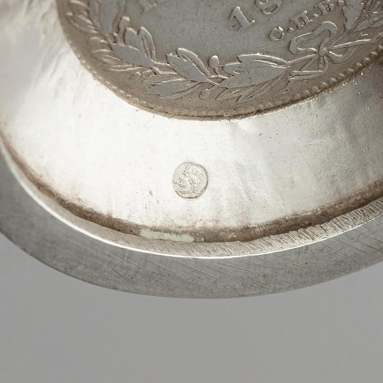 A Latvian silver kovsh, unidentified maker's mark, Latvia circa 1920-1939.