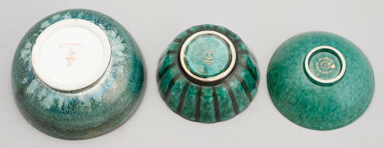 SKÅLAR, 3 st, keramik, bla Argenta, Gustavsberg.