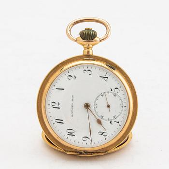 H Moser & Co pocket watch savonette approx. 42 mm 18K gold weight in total 20 grams.