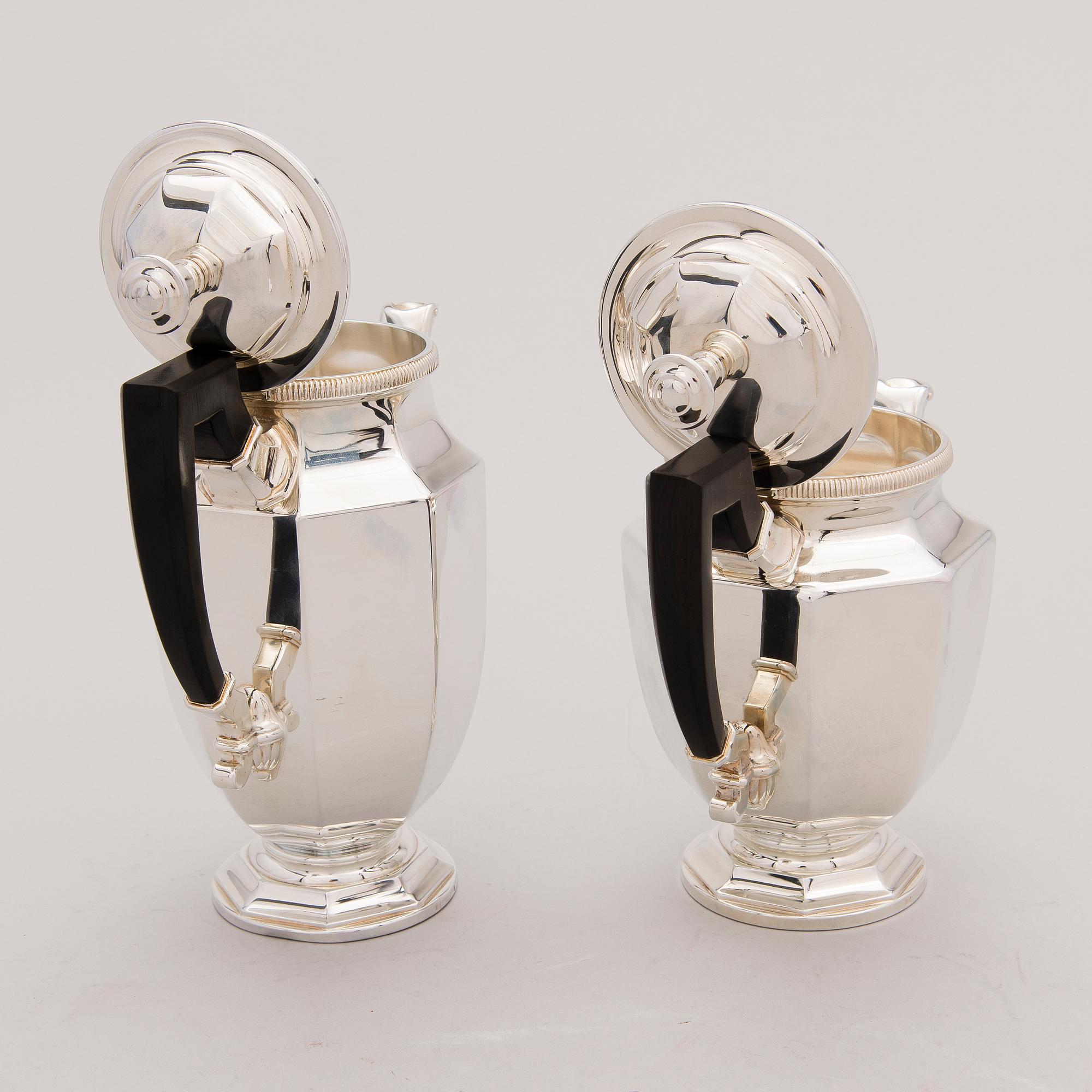 A TEA AND COFFEE SET, silver plated, Christofle, France, middle of the 20th century.