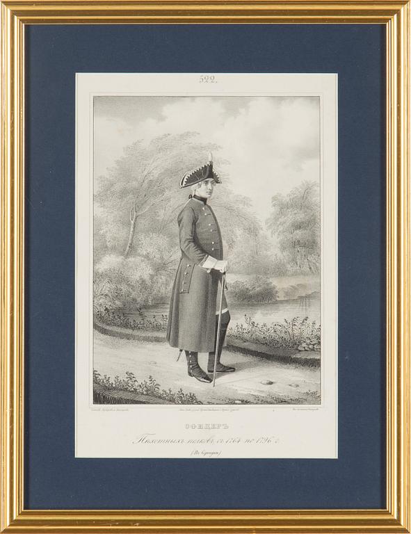 ALEXANDER VASILJEVITCH VISKOVATOV, lithographs (4), St Petersburg, 1841-1862.