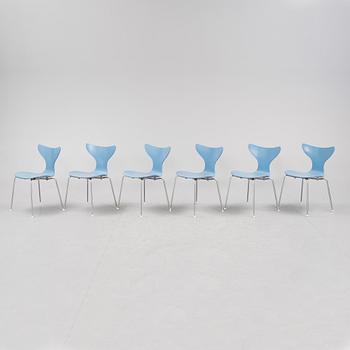 STOLAR, 6 stycken, "Liljan", Arne Jacobsen, 1970-tal.