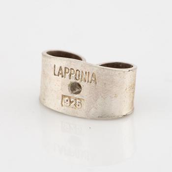 Lapponia, örhängen, ett par samt två ringar och brosch, silver.
