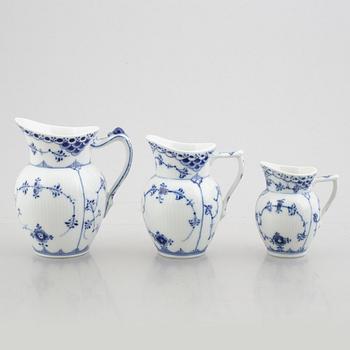A group of three sugar bowls and three creamers, "Blue Fluted" / "Musselmalet", Royal Copenhagen.