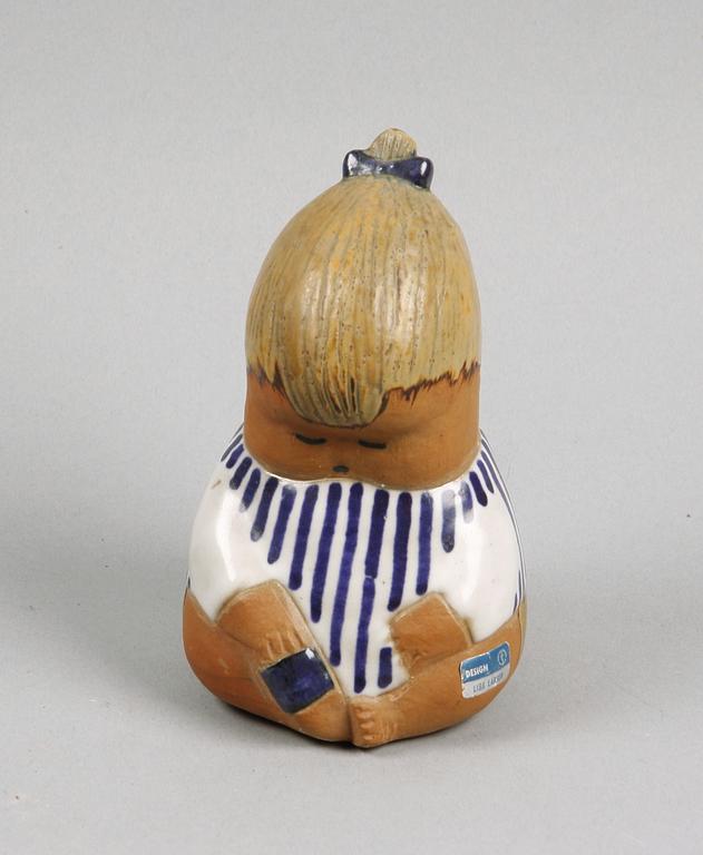 FIGURIN samt VÄGGPLAKETT, stengods, Lisa Larson, Gustavsberg.