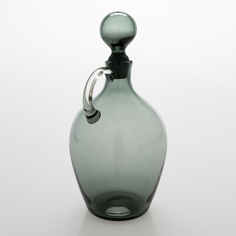 Saara Hopea,  A glass carafe and six drinking glasses, Nuutajärvi, Finland. Design years 1959 and 1958.