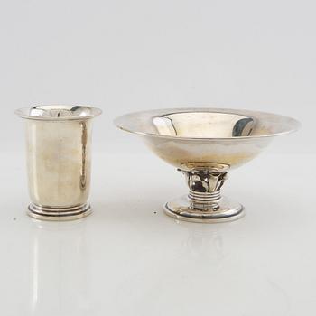 Vase and bowl on foot Silver Heimbürger Denmark 1933 and 1947.