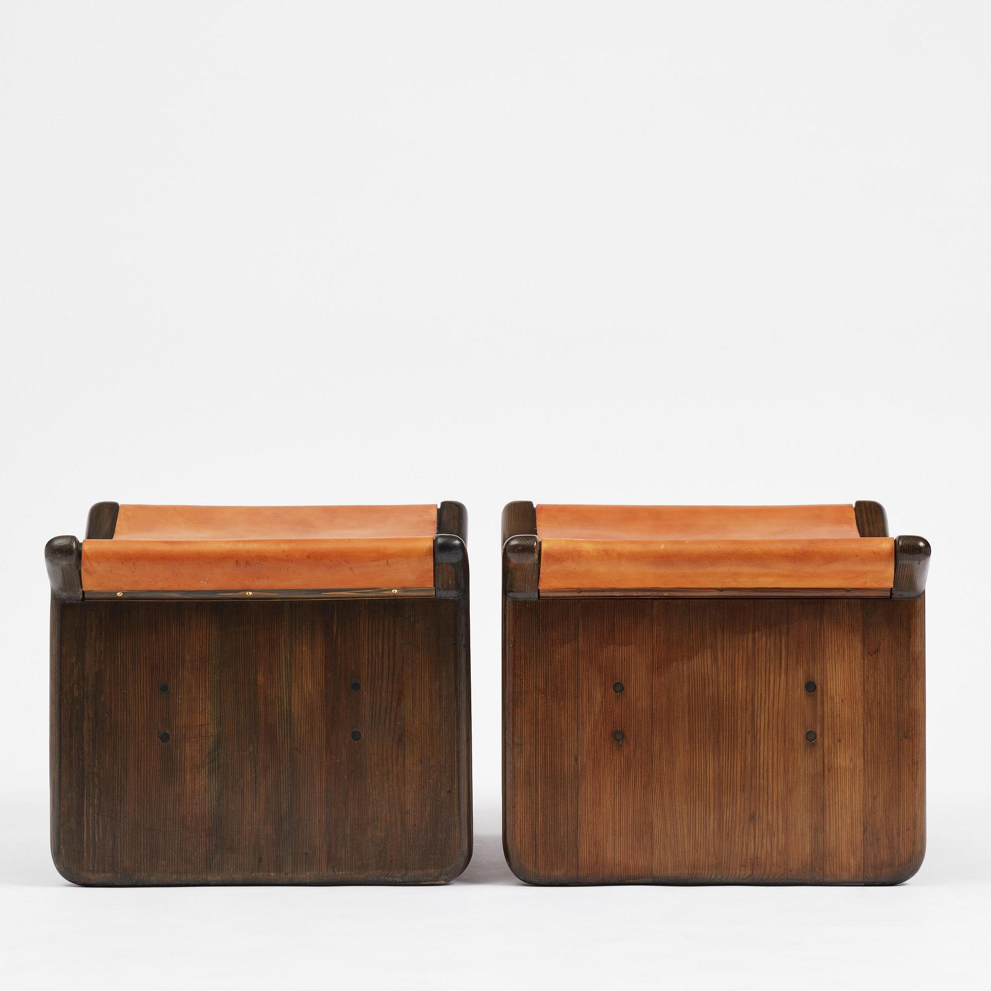 Tapio Wirkkala, a pair of stools, executed by Reino Huotari, Finland, 1981, for the Finnish Glass Museum.