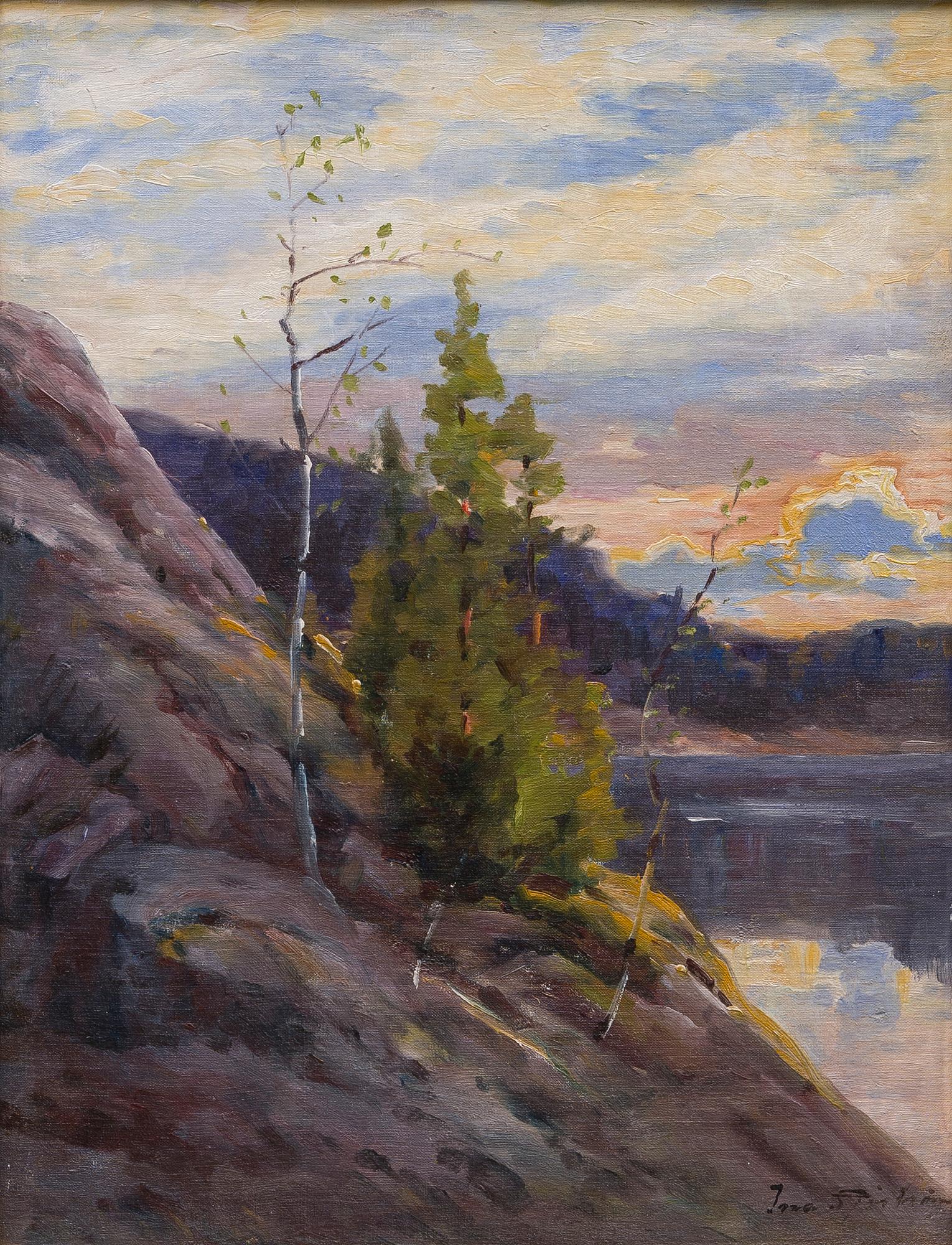 INA SJÖSTRÖM, öljy levylle, signeerattu.