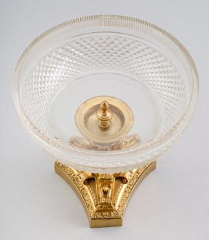 SKÅL, glas och förgylld brons, empirestil, 1800-tal.