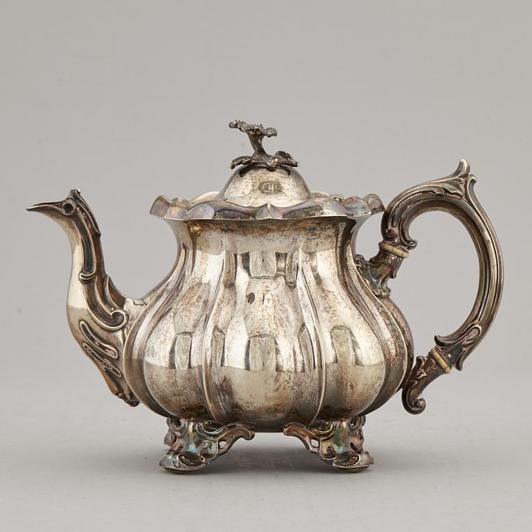 CHRISTIAN HAMMER, kaffekanna, silver, nyrokoko, Stockholm 1857.