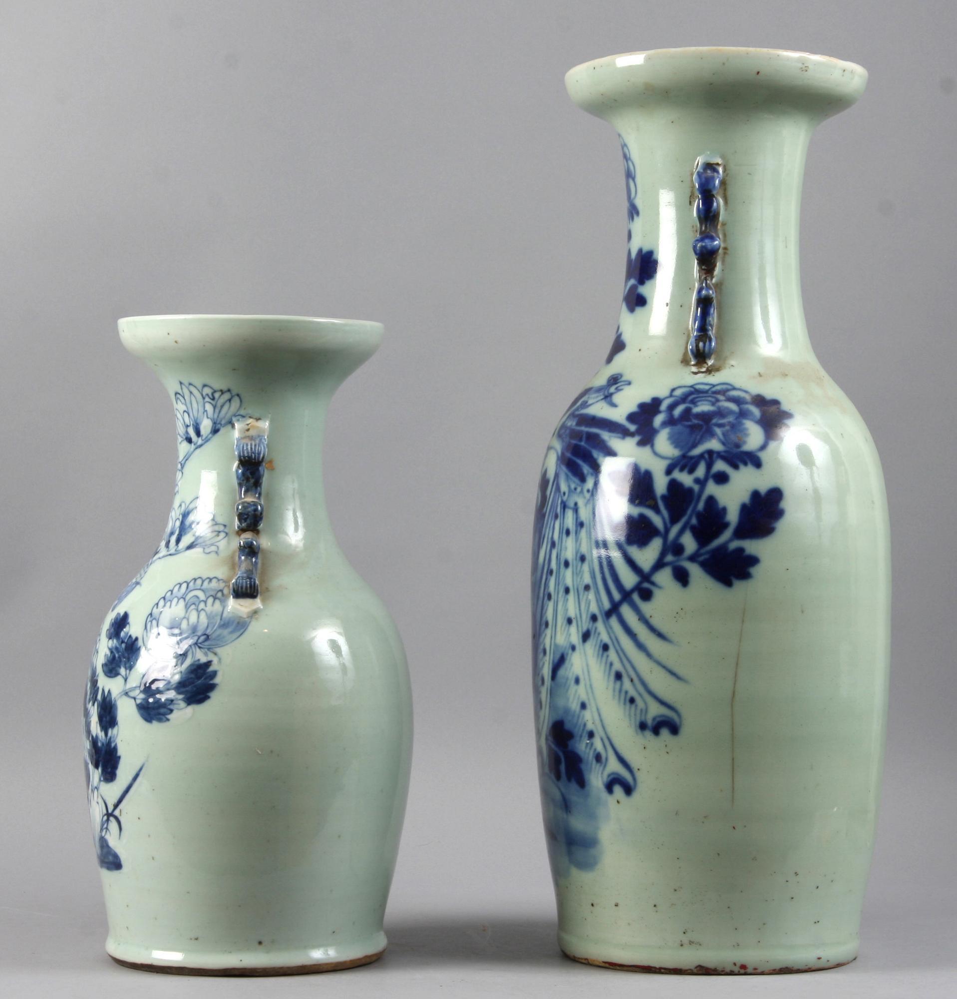 GOLVURNOR, 2 st, porslin, Kina, 1800-tal.