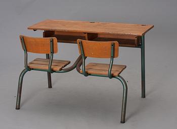 A studentdesk, possibly Jean Prouvè, France 1940s.