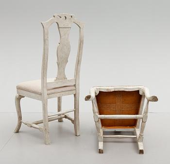STOLAR, 6 st, barockstil, sent 1800-tal.