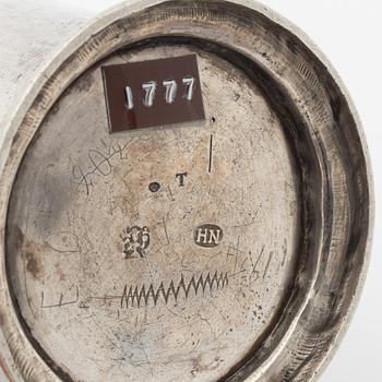 A Swedish 18th century parcel-gilt beaker, mark of Henrik Nourin, Norrköping, 1777.