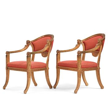 A pair of Swedish chairs in N C Salton's manner,  19th century.