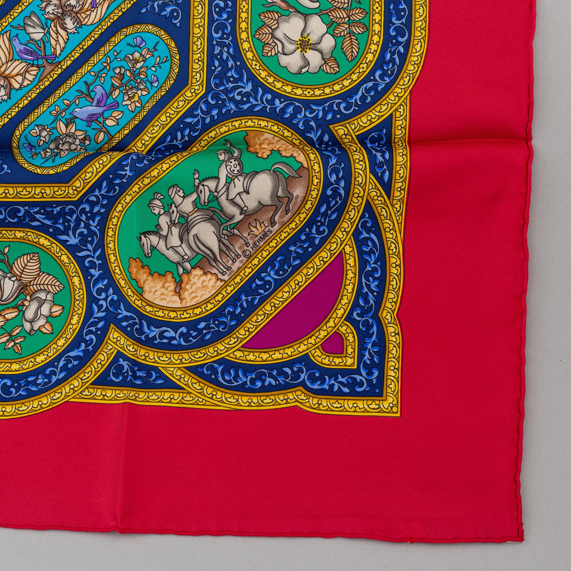 Hermès, a 'Qalamdan' silk scarf.