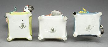 FIGURINER, porslin, 3 st, Nymphenburg, 1900-tal.